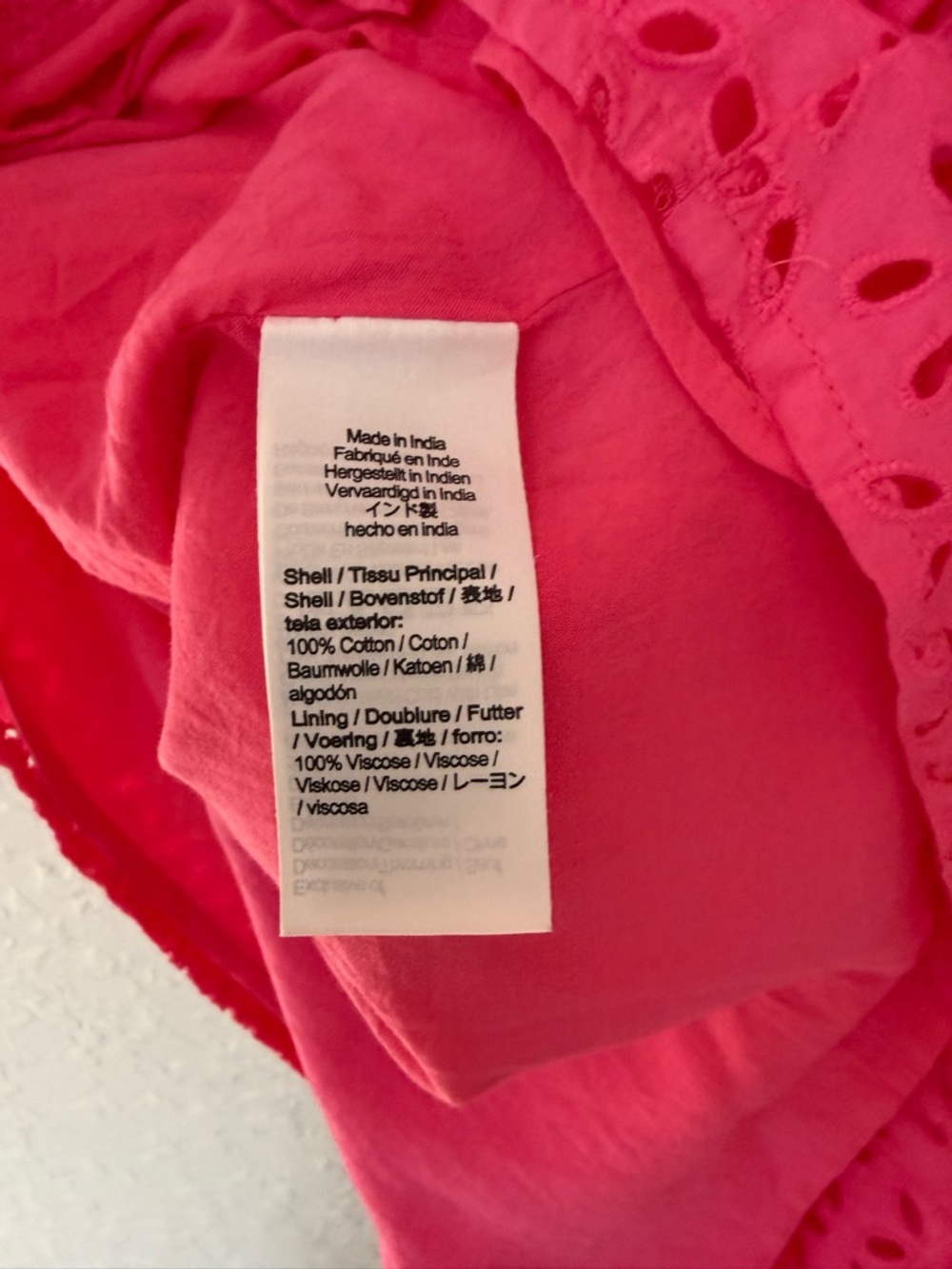 J. Crew Women’s Pink Eyelet Blouse with Ruffle Neck and Puff Sleeve Size M - Picture 4 of 7